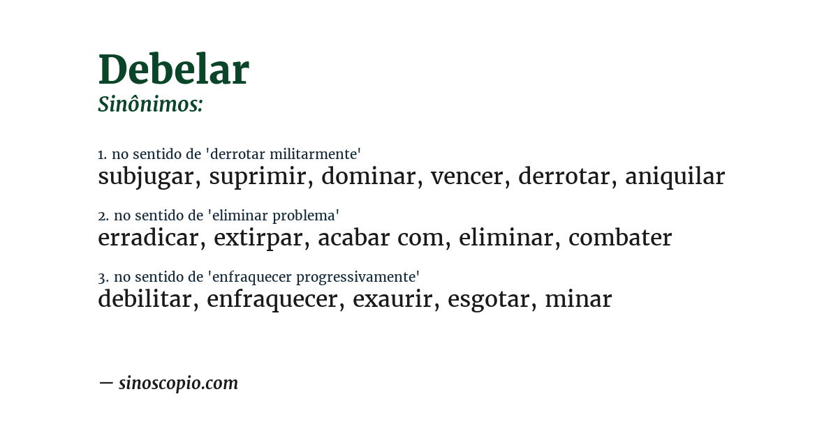 Sinônimo de debelar