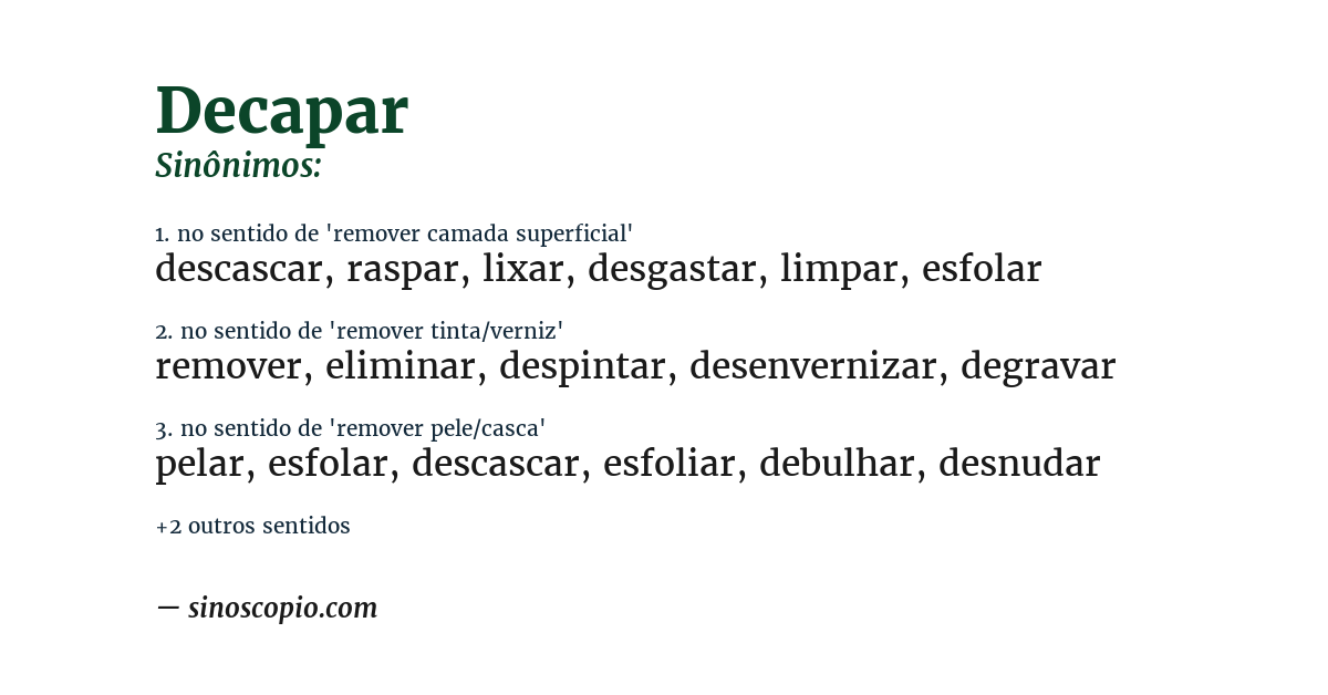 Sinônimo de decapar