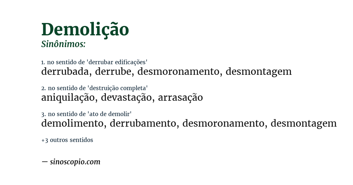 Sinônimo de demolição