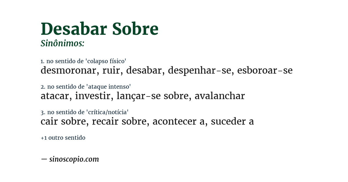 Sinônimo de desabar sobre