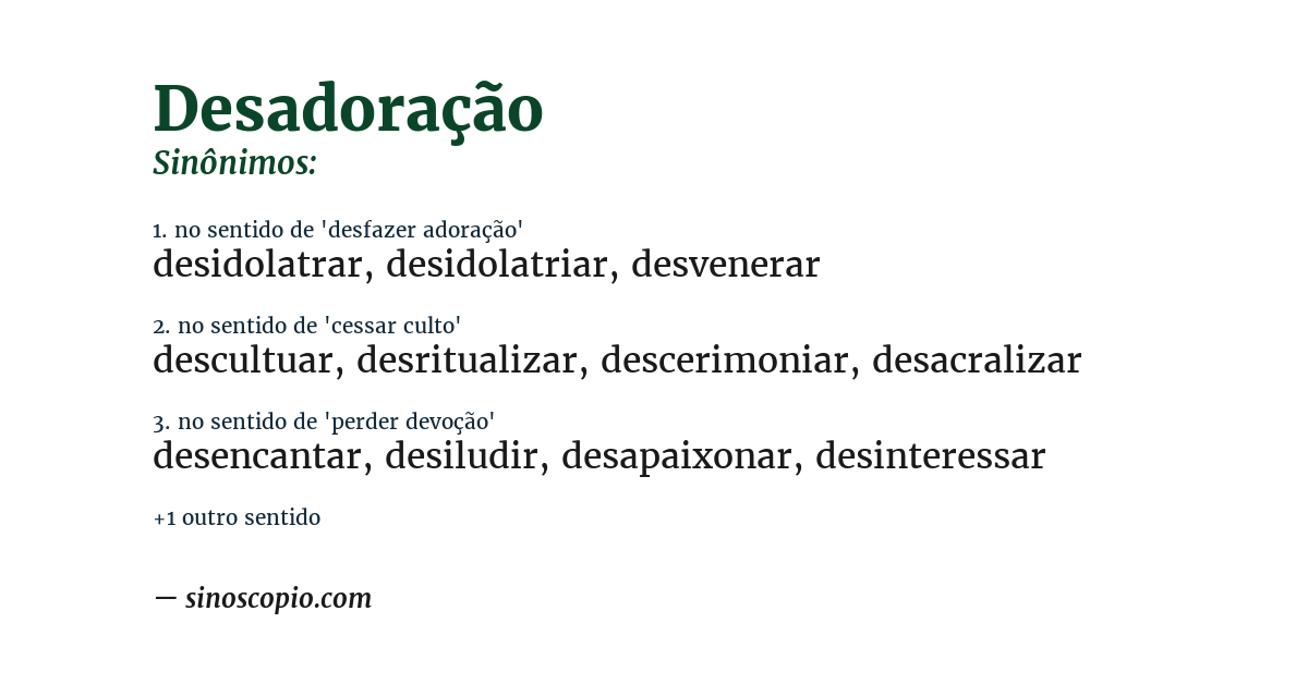 Sinônimo de desadoração