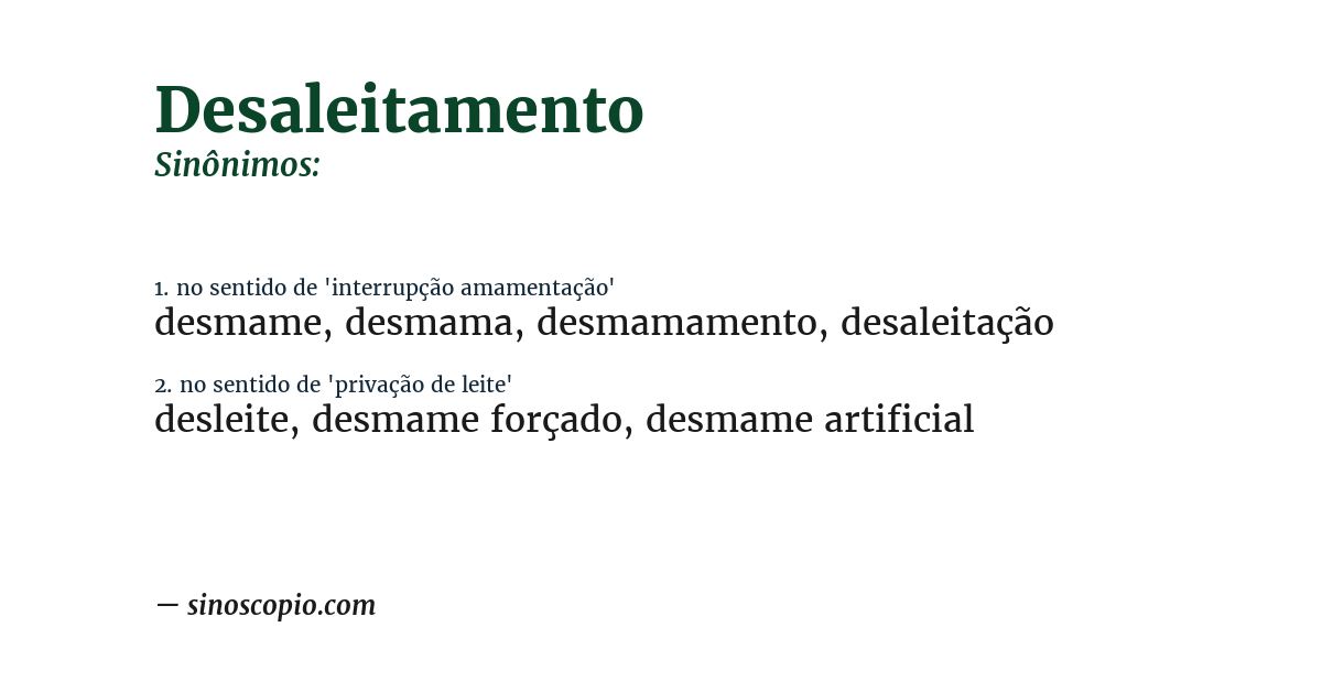 Sinônimo de desaleitamento