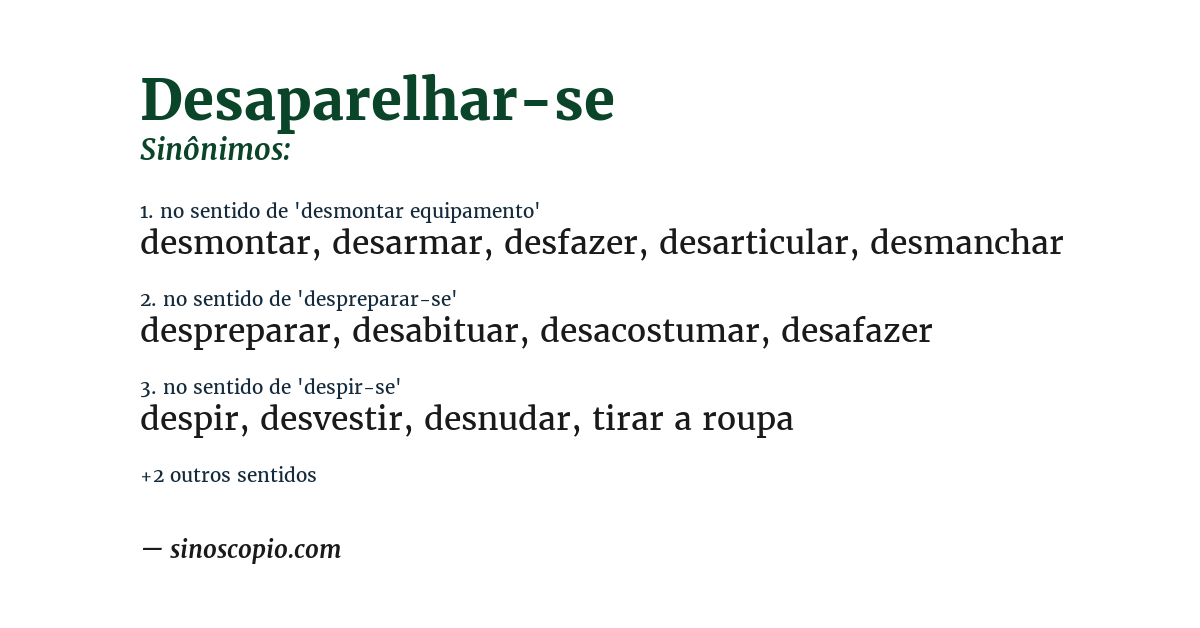 Sinônimo de desaparelhar-se