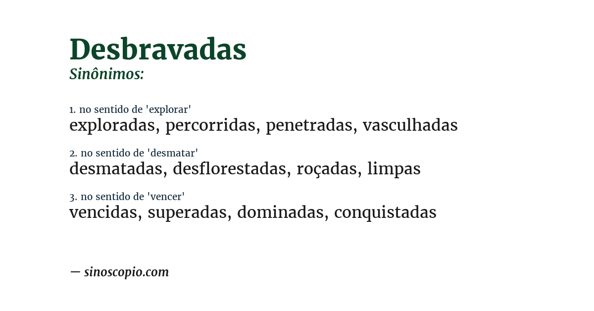 Sinônimo de desbravadas