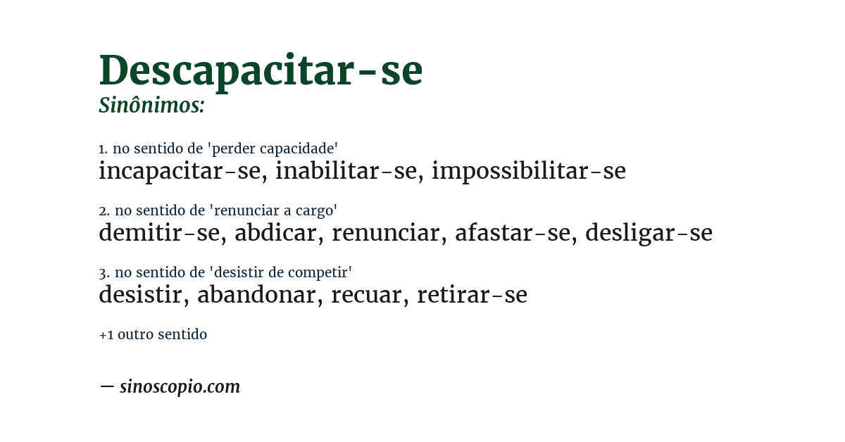 Sinônimo de descapacitar-se