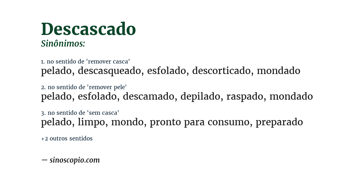 Sinônimo de descascado