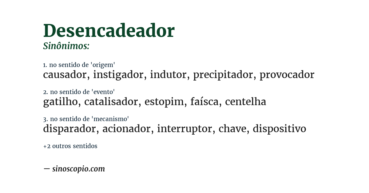 Sinônimo de desencadeador