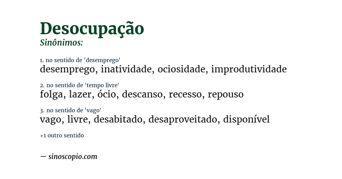 Sinônimo de desocupação