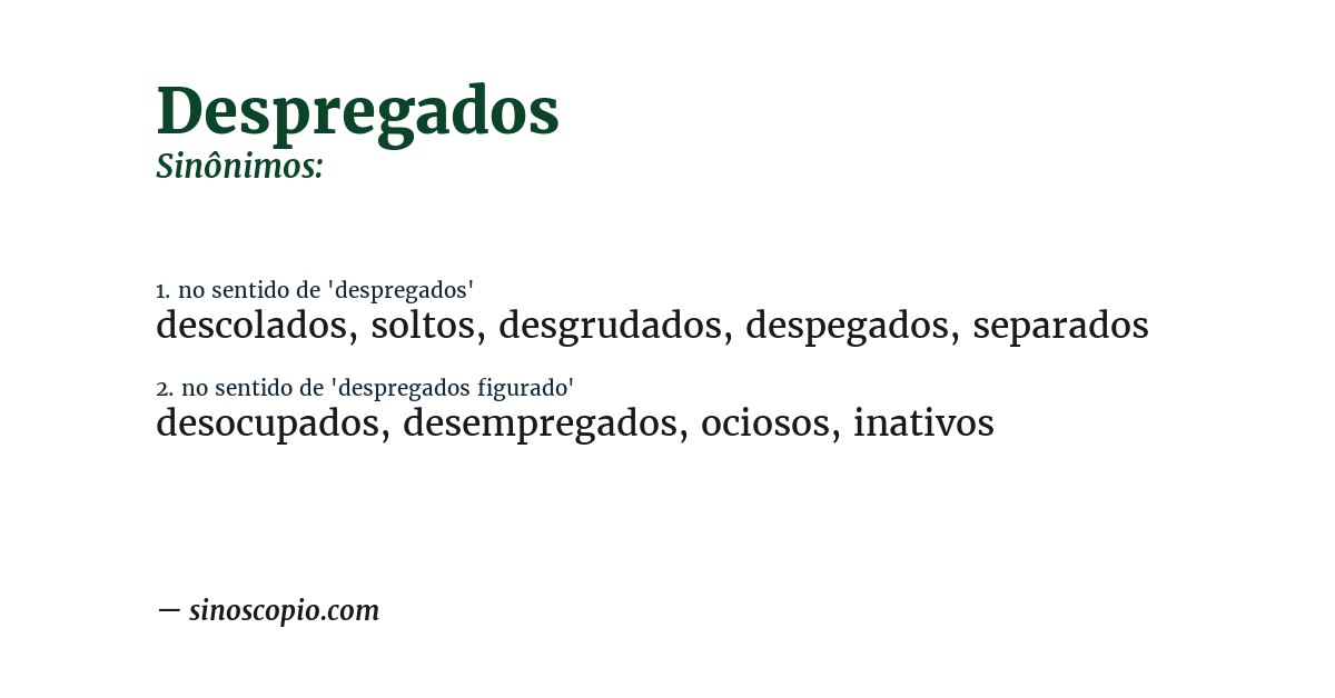 Sinônimo de despregados