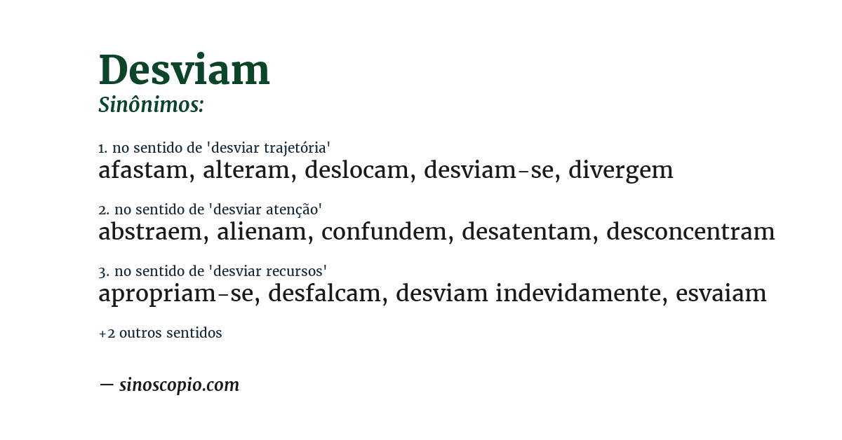 Sinônimo de desviam