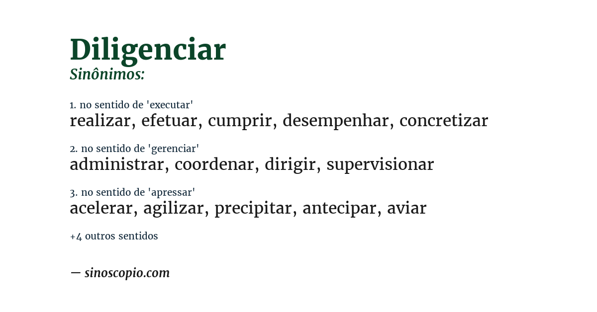 Sinônimo de diligenciar
