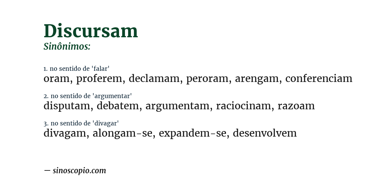 Sinônimo de discursam