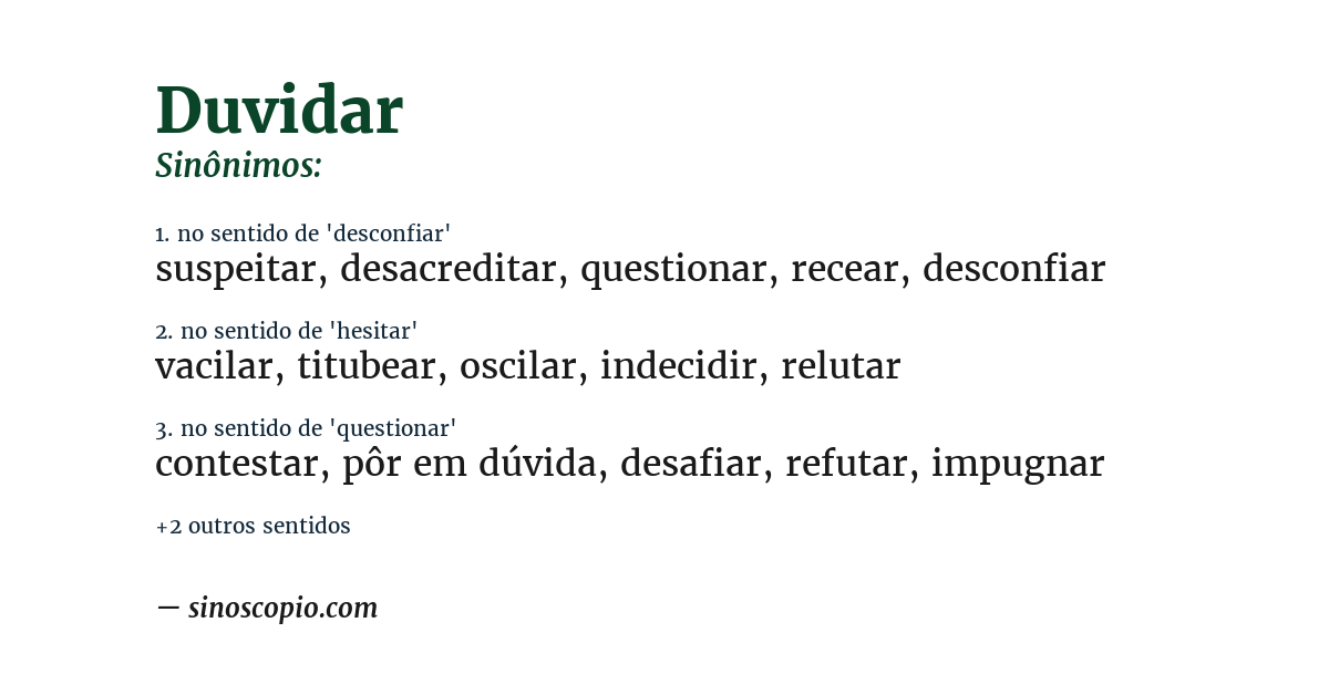 Sinônimo de duvidar