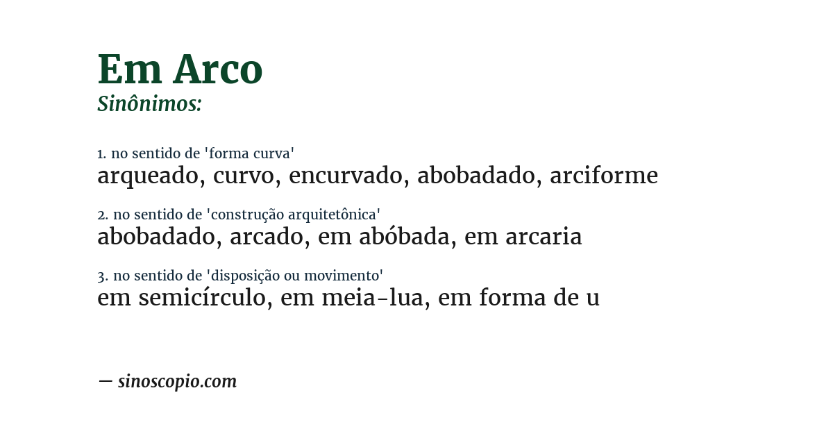 Sinônimo de em arco