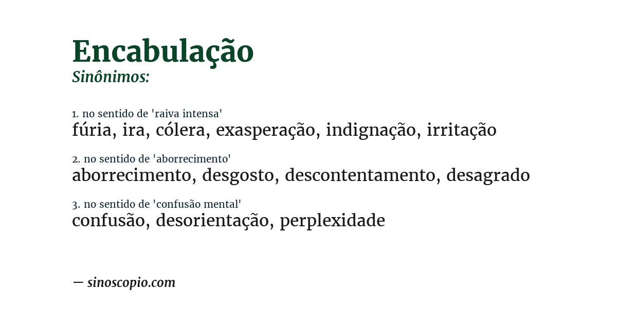 Sinônimo de encabulação