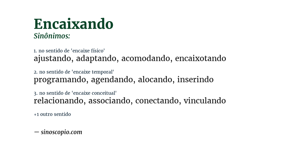 Sinônimo de encaixando