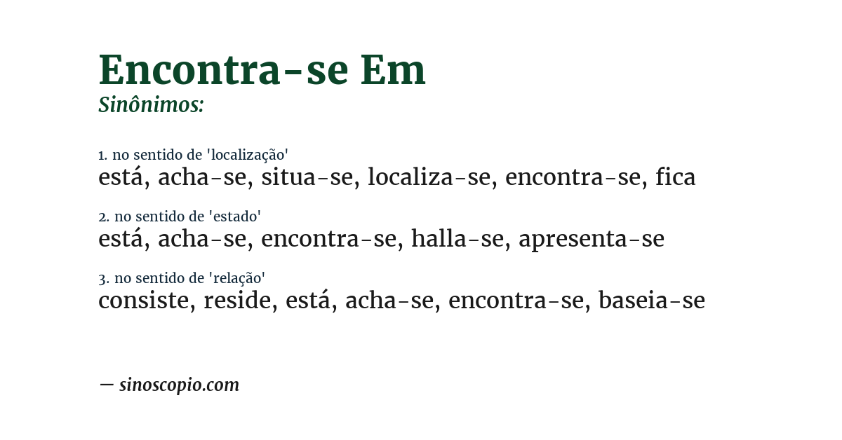 Sinônimo de encontra-se em