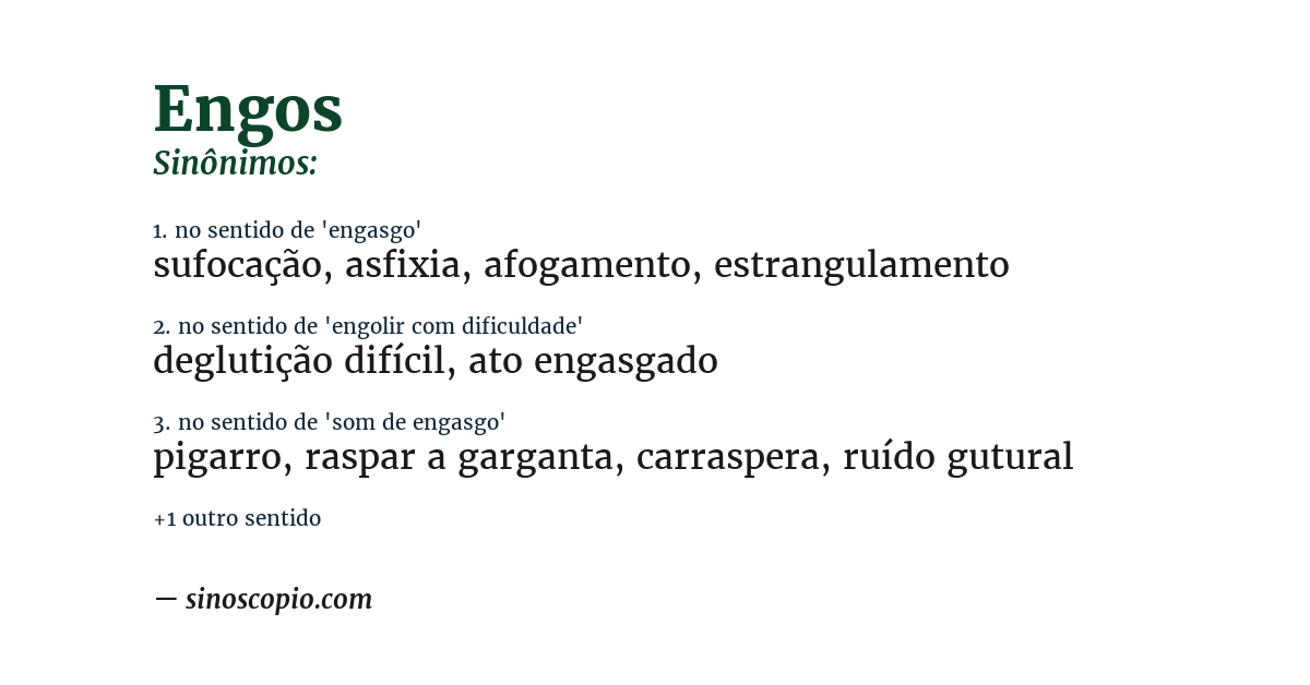 Sinônimo de engos