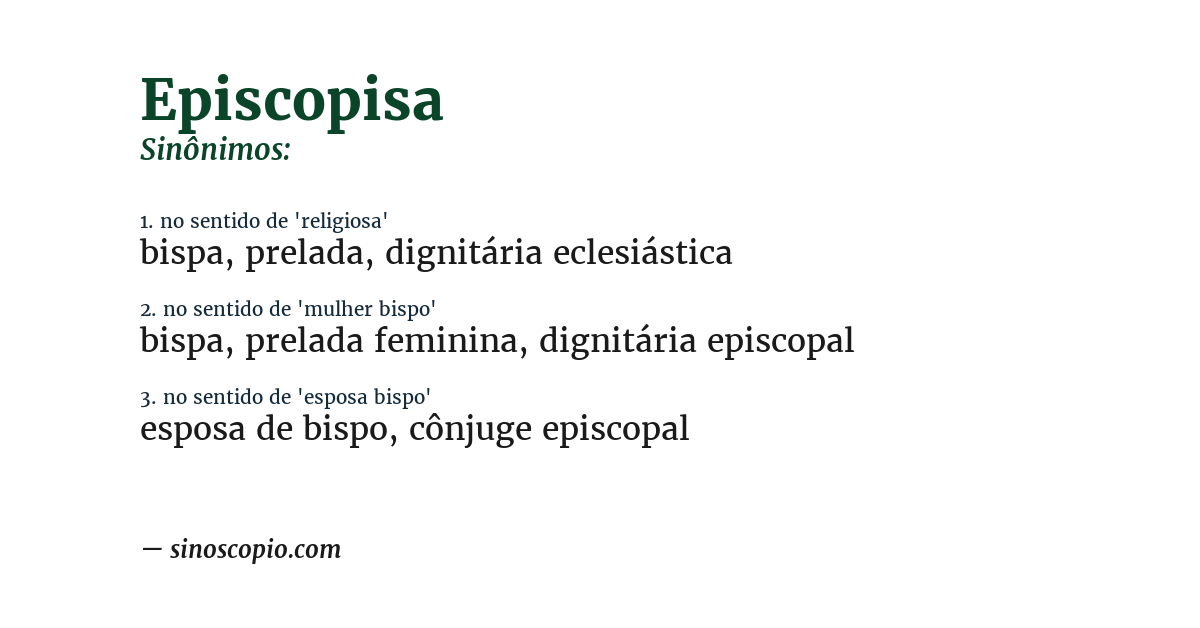 Sinônimo de episcopisa