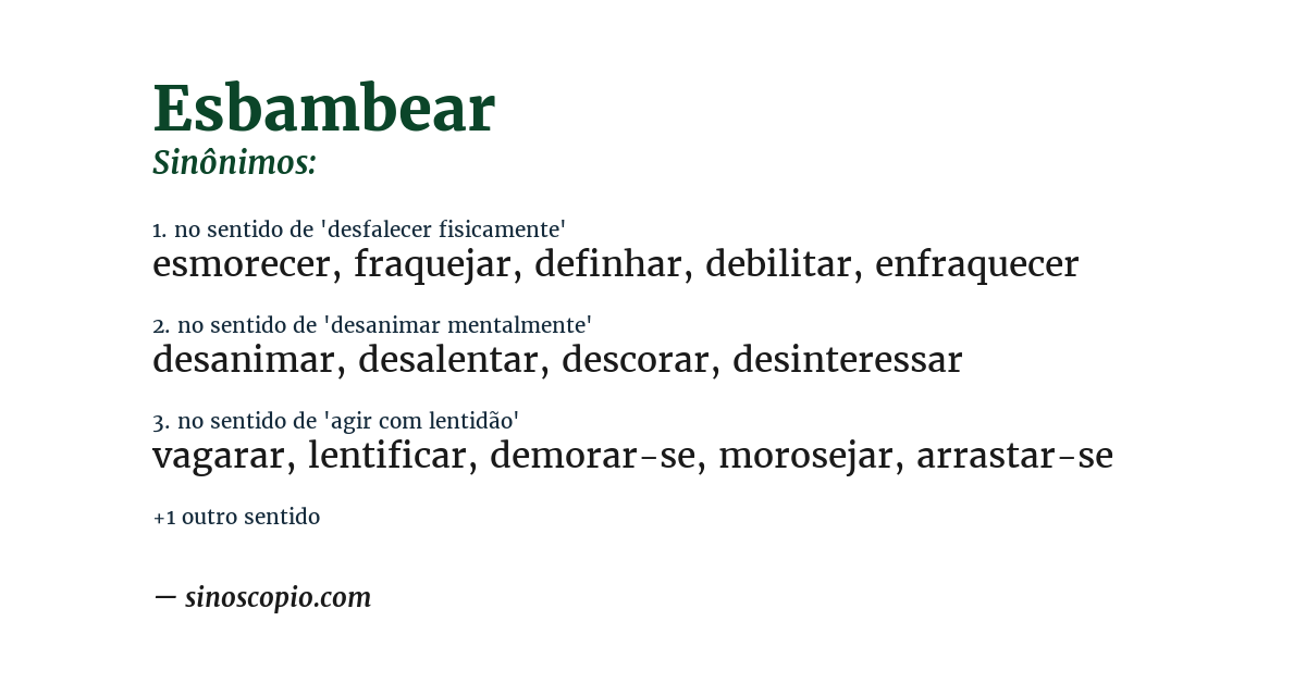 Sinônimo de esbambear