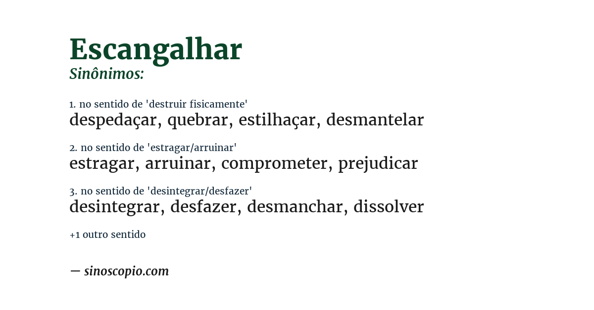 Sinônimo de escangalhar