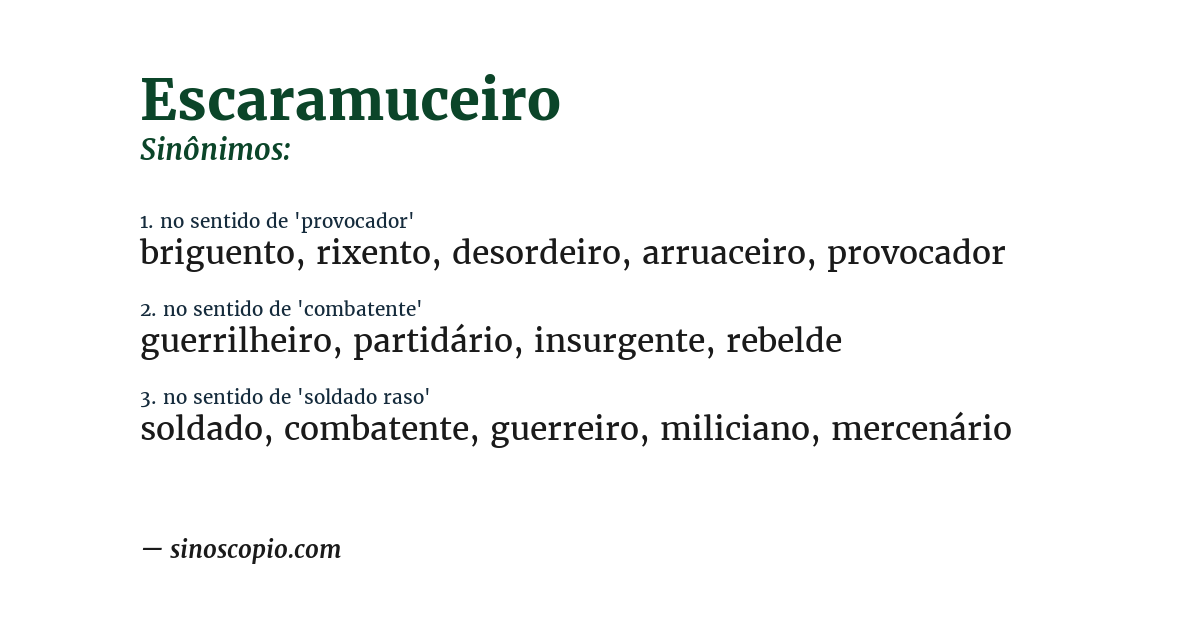 Sinônimo de escaramuceiro