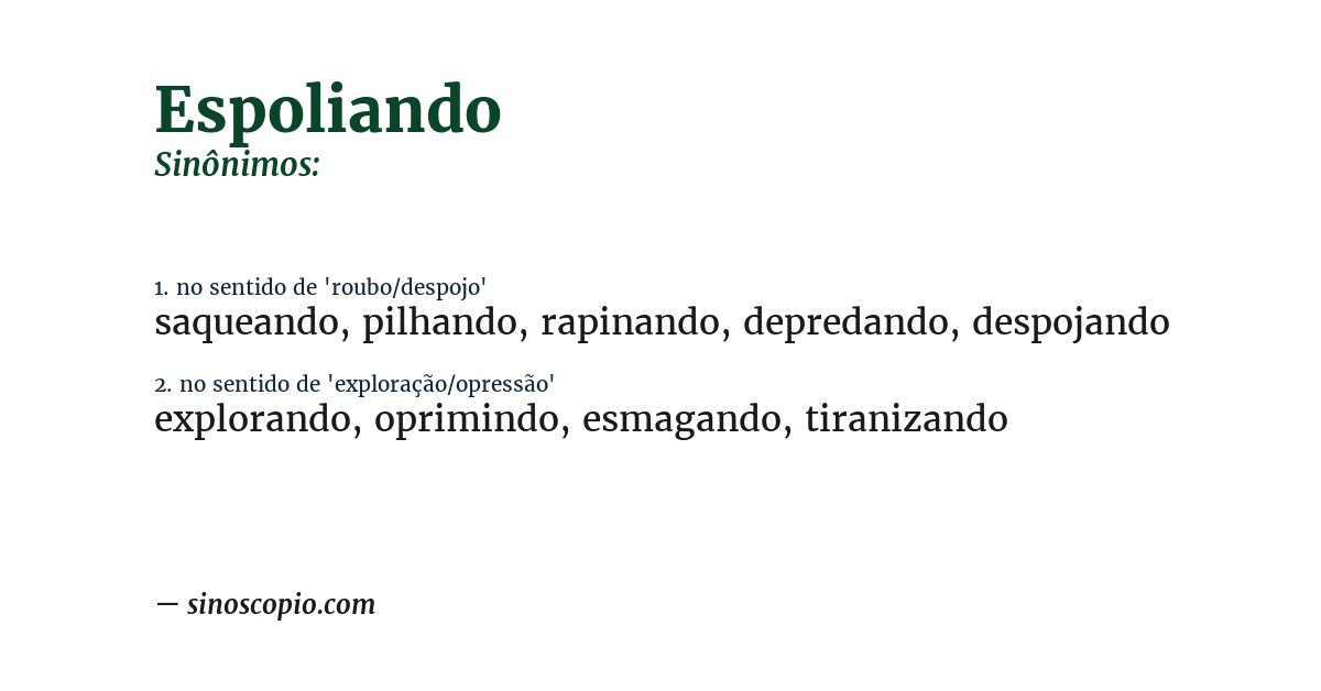 Sinônimo de espoliando