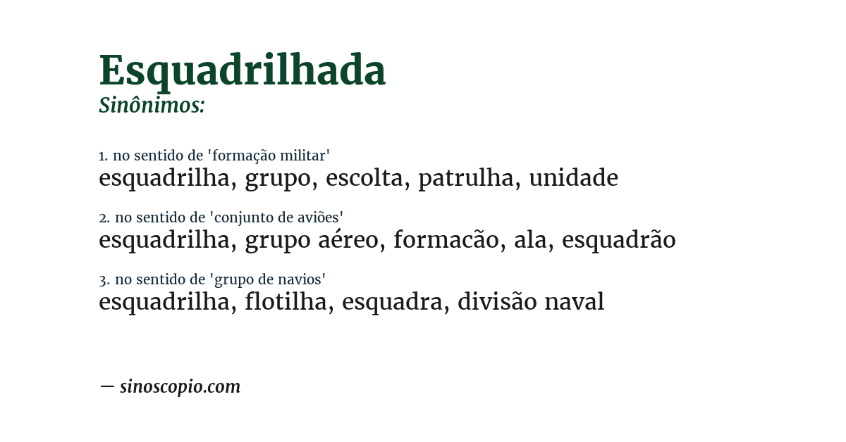 Sinônimo de esquadrilhada