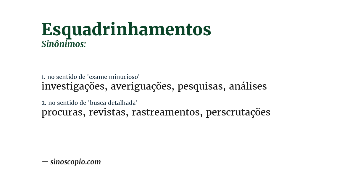 Sinônimo de esquadrinhamentos