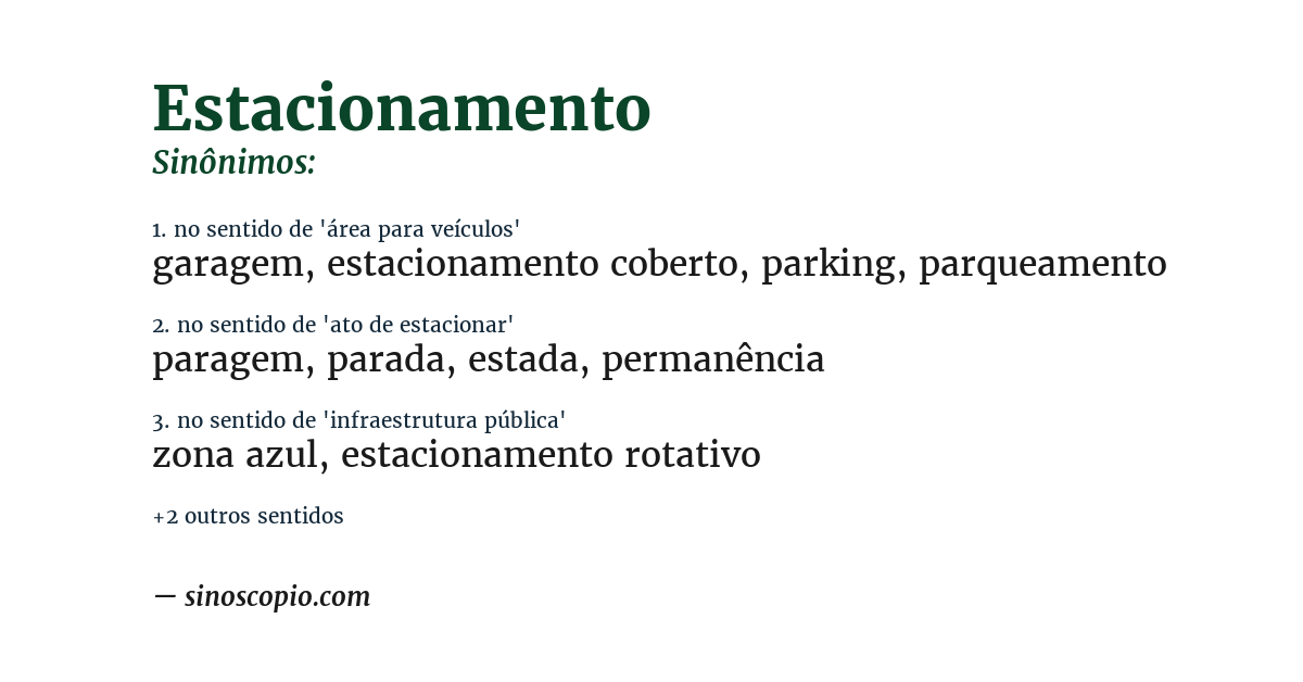 Sinônimo de estacionamento