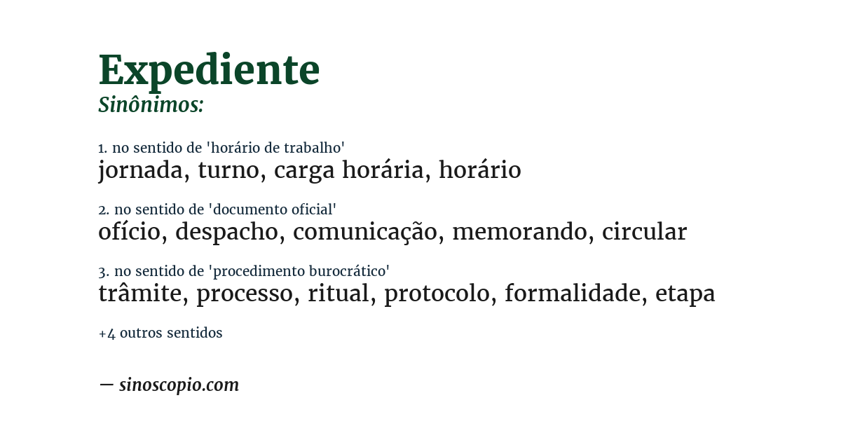 Sinônimo de expediente