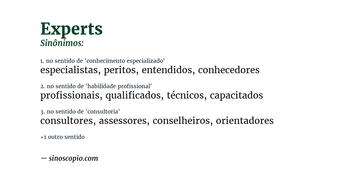 Sinônimo de experts
