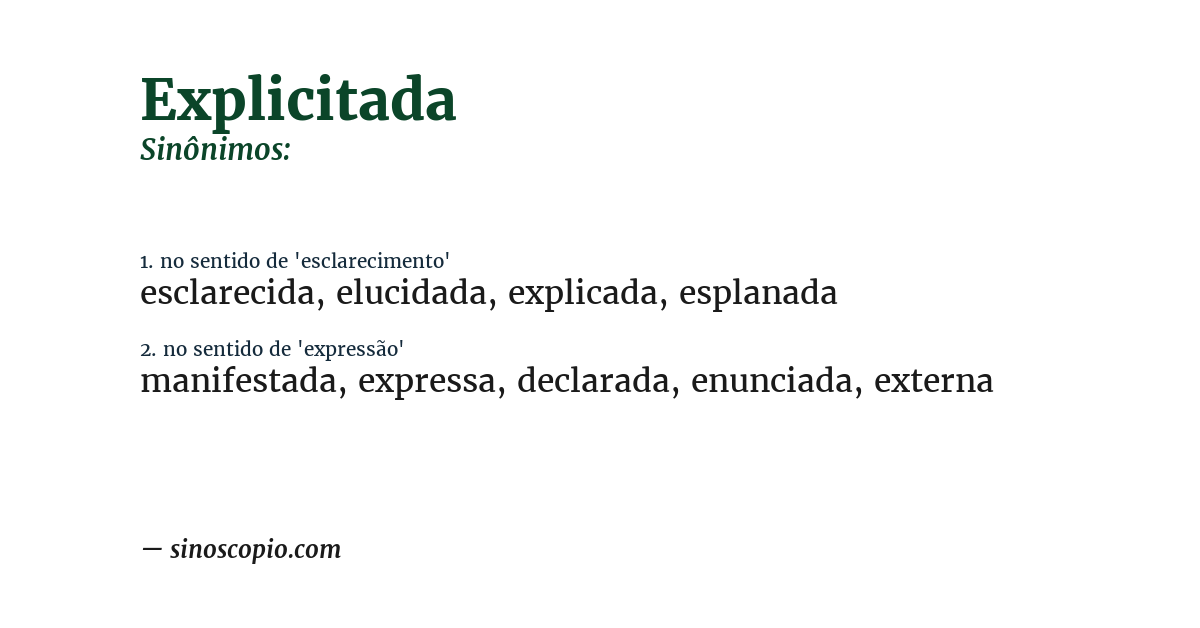 Sinônimo de explicitada