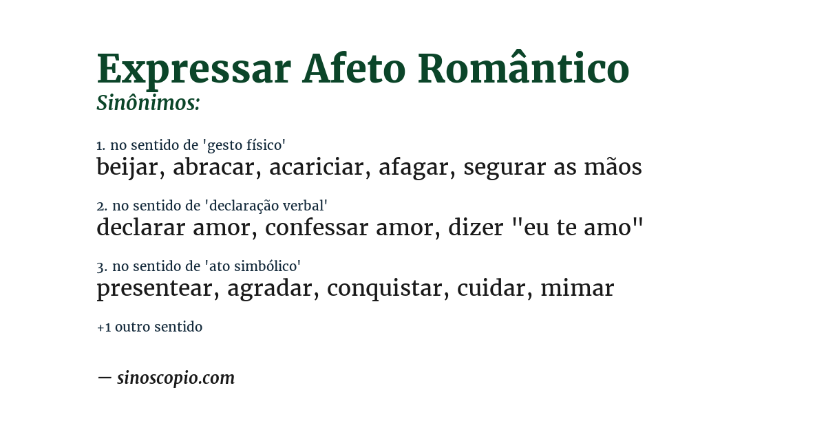 Sinônimo de expressar afeto romântico