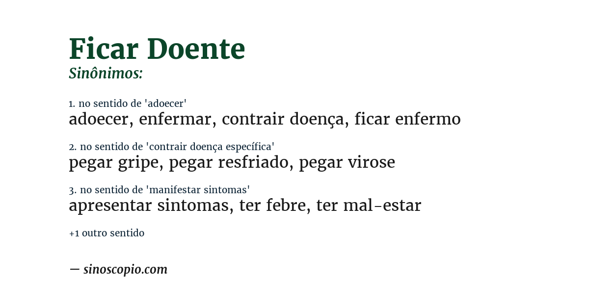 Sinônimo de ficar doente