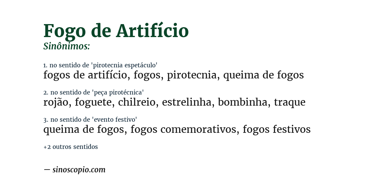 Sinônimo de fogo de artifício