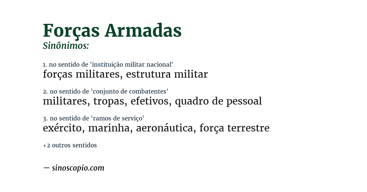 Sinônimo de forças armadas