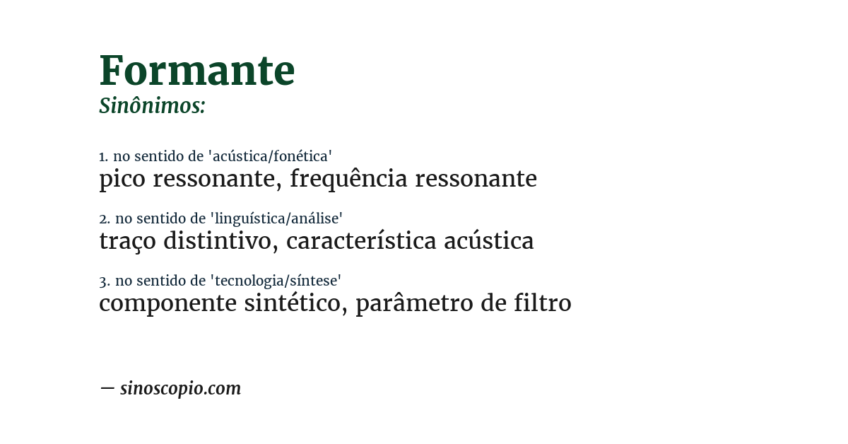 Sinônimo de formante