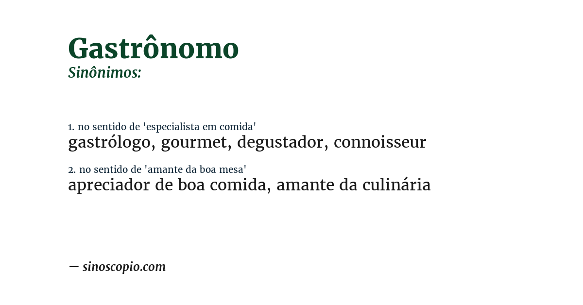Sinônimo de gastrônomo