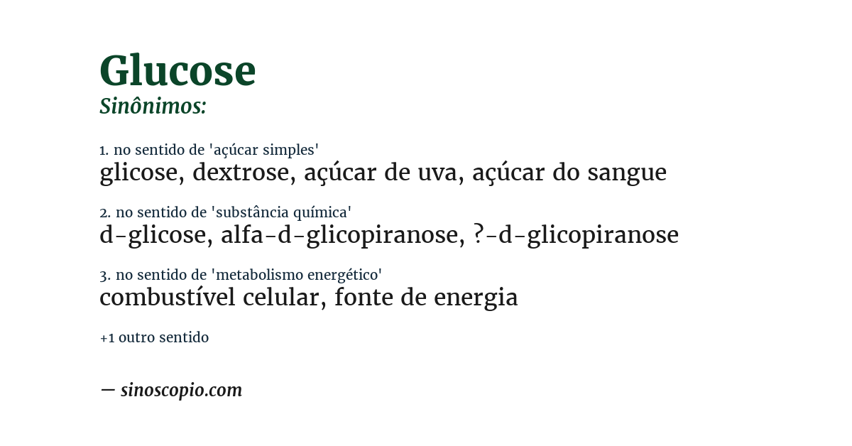 Sinônimo de glucose