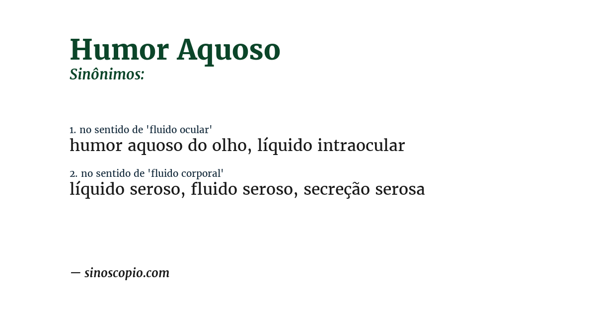 Sinônimo de humor aquoso