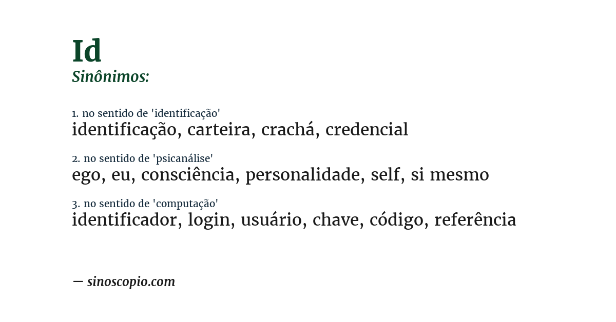 Sinônimo de id