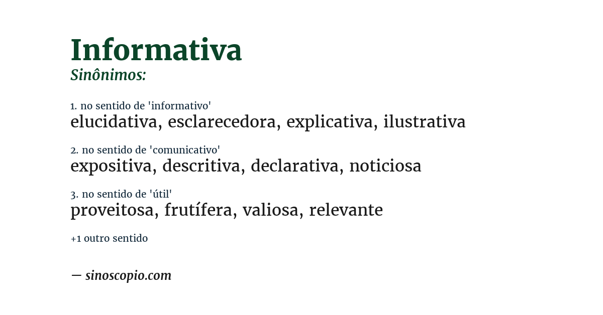 Sinônimo de informativa