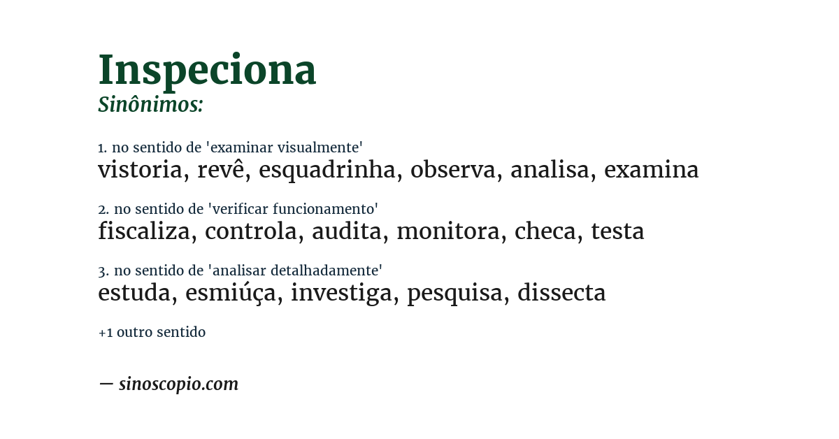 Sinônimo de inspeciona