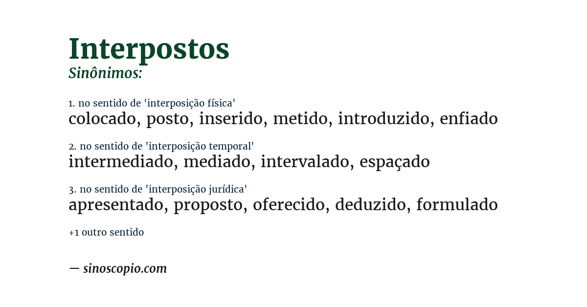 Sinônimo de interpostos