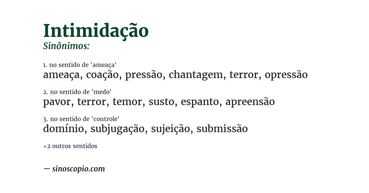 Sinônimo de intimidação