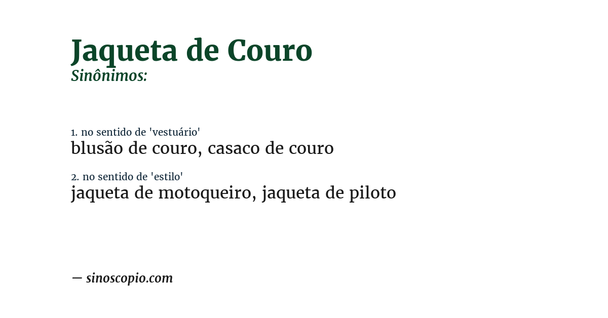 Sinônimo de jaqueta de couro