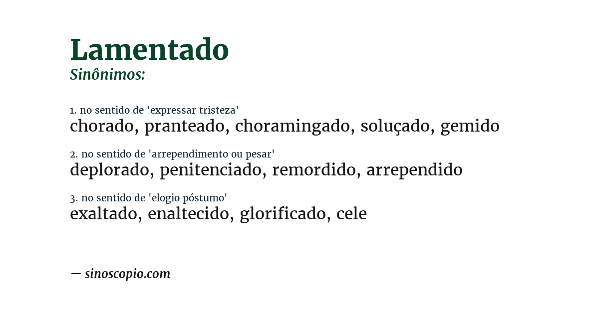 Sinônimo de lamentado