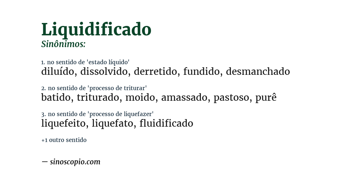 Sinônimo de liquidificado