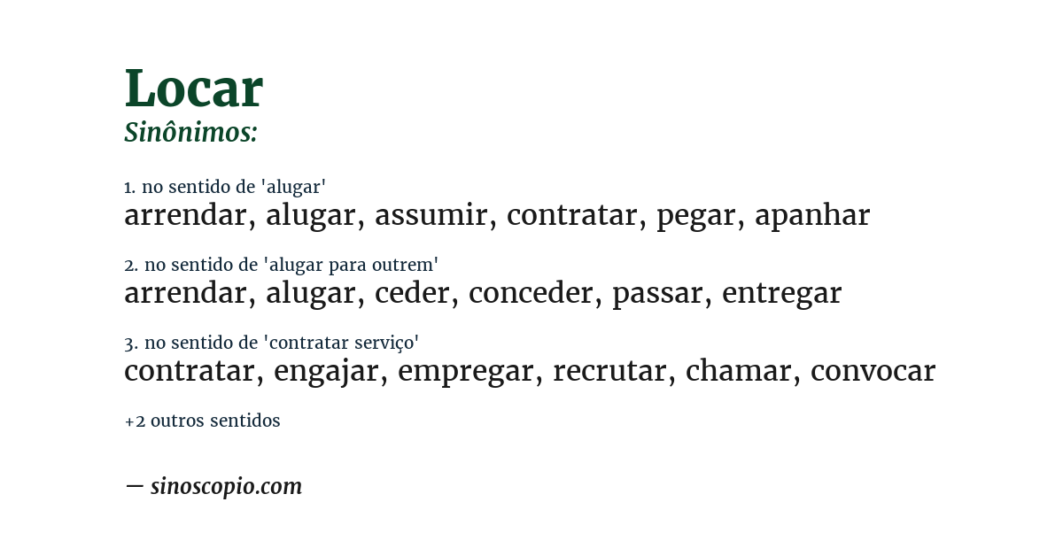 Sinônimo de locar